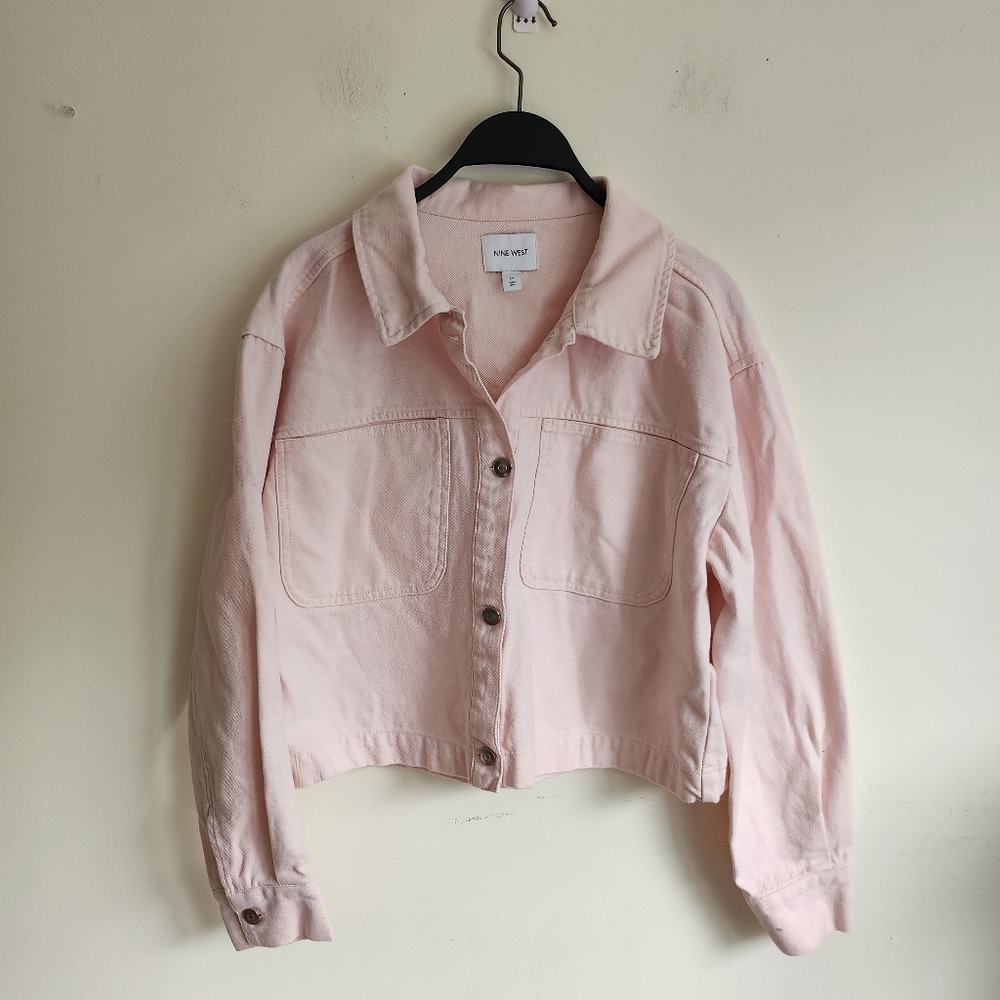 Nine West Denim Jean Jacket Women’s Light Pink Cropped